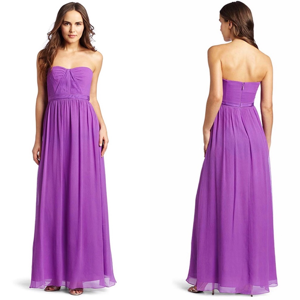 BCBG Max Azria Amber gown in purple silk crepe